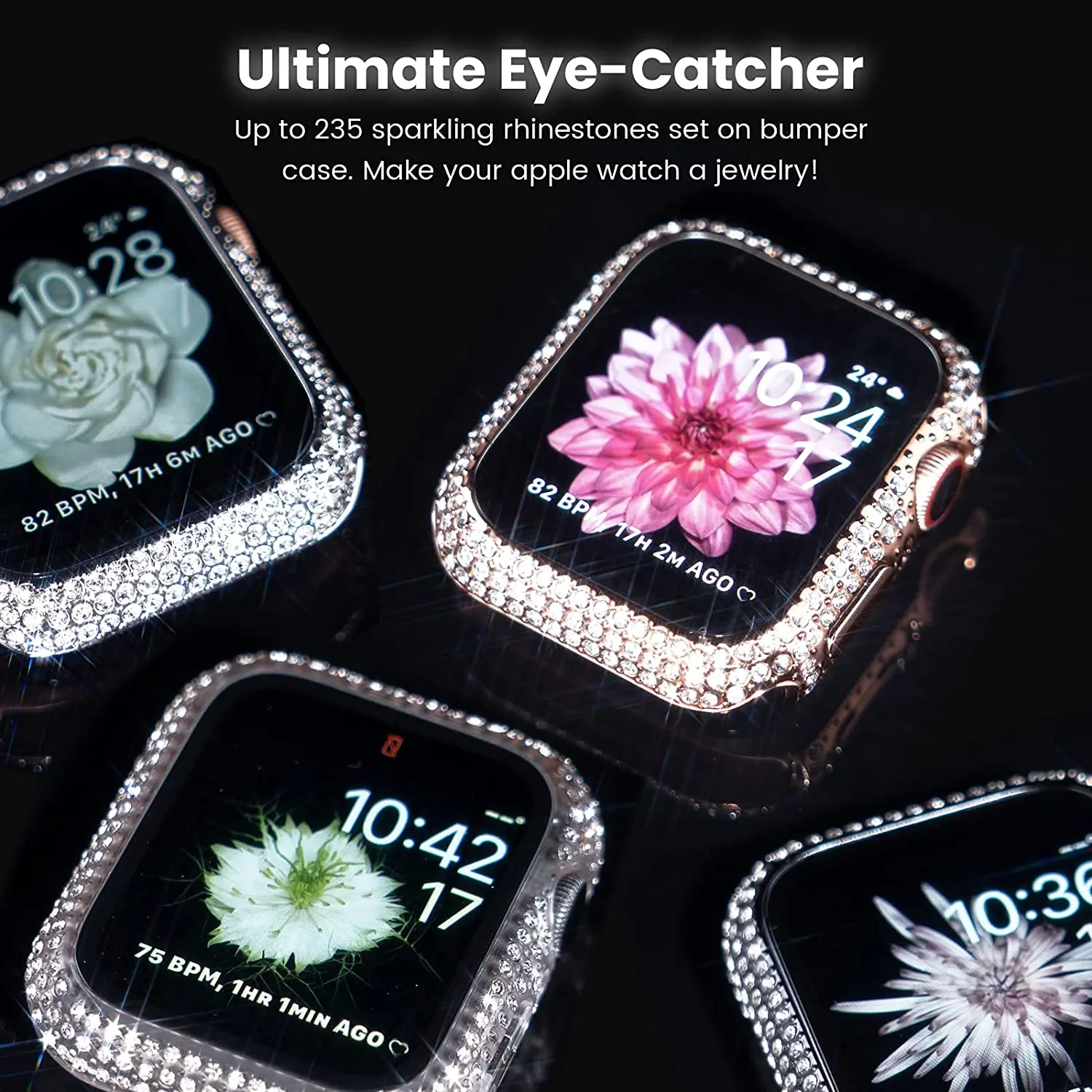 Diamond Watch Case Built-in Tempered Glass for Apple Watch 9 41mm 45mm 38mm 40mm 42mm 44mm iWatch Series 8 7 6 SE 5 4 3 Cover