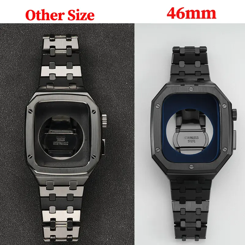 Luxury Stainless Steel Modification Mod Kit for Apple Watch 10 9 8 7 46 45 41mm Metal Case for iWatch 6 5 4 3 SE 44 40 Band Set