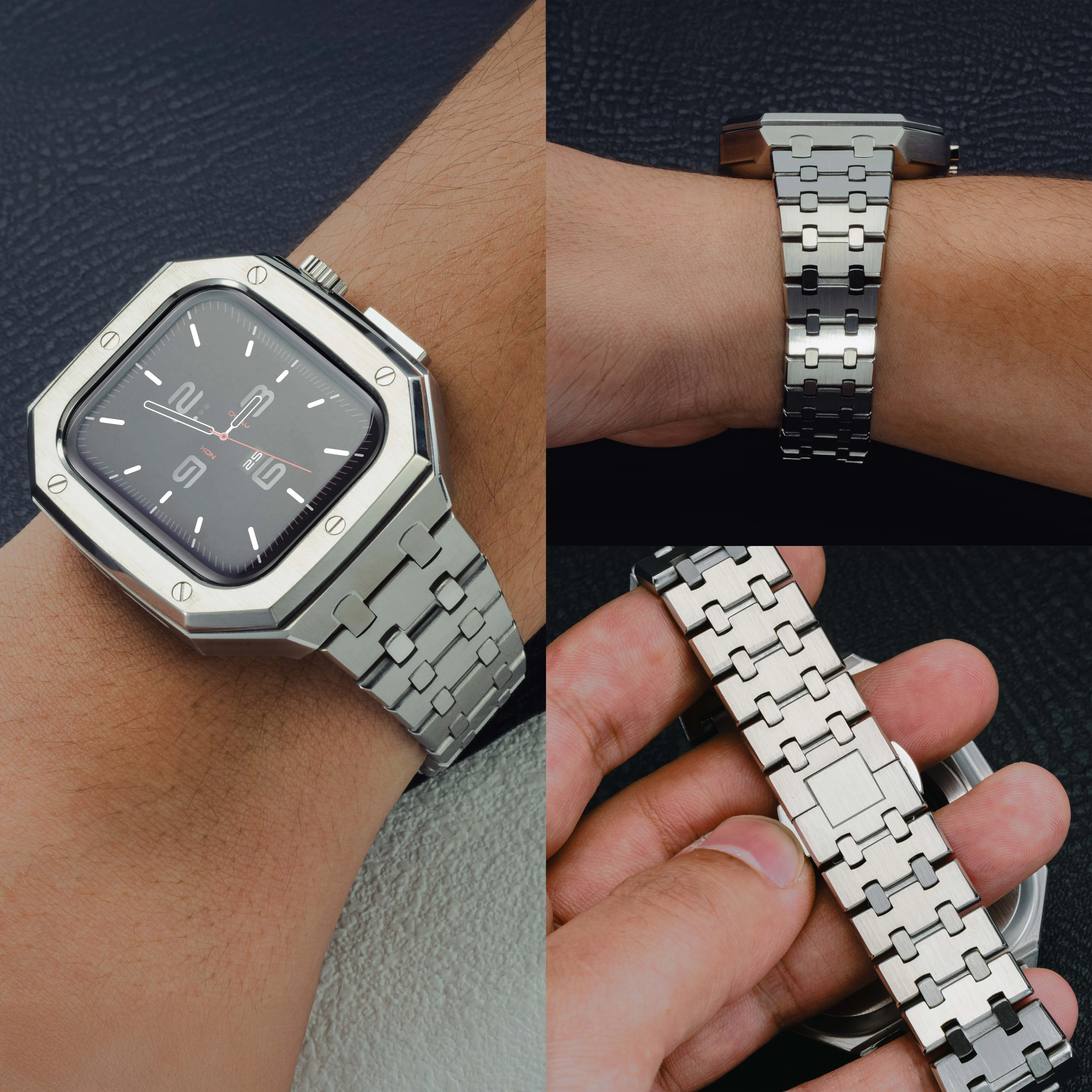 Luxury Stainless Steel Modification Mod Kit for Apple Watch 10 9 8 7 46 45 41mm Metal Case for iWatch 6 5 4 3 SE 44 40 Band Set