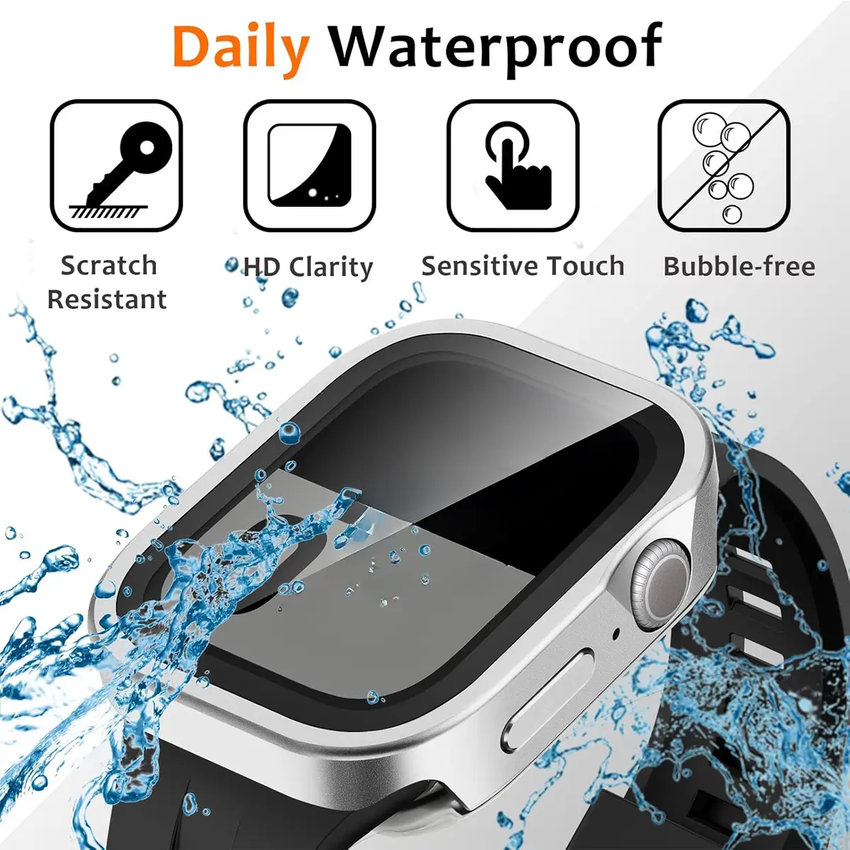 Case For apple watch ultra 49mm 10 9 8 7 6 5 Aluminum alloy+PC Cover for iwatch 44 45 46 42mm Tempered Glass Screen Protector