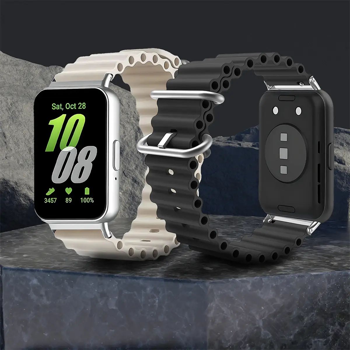 Ocean double buckle strap suitable For Samsung Galaxy Fit 3 silicone original bracelet for Samsung Galaxy Fit 3 series