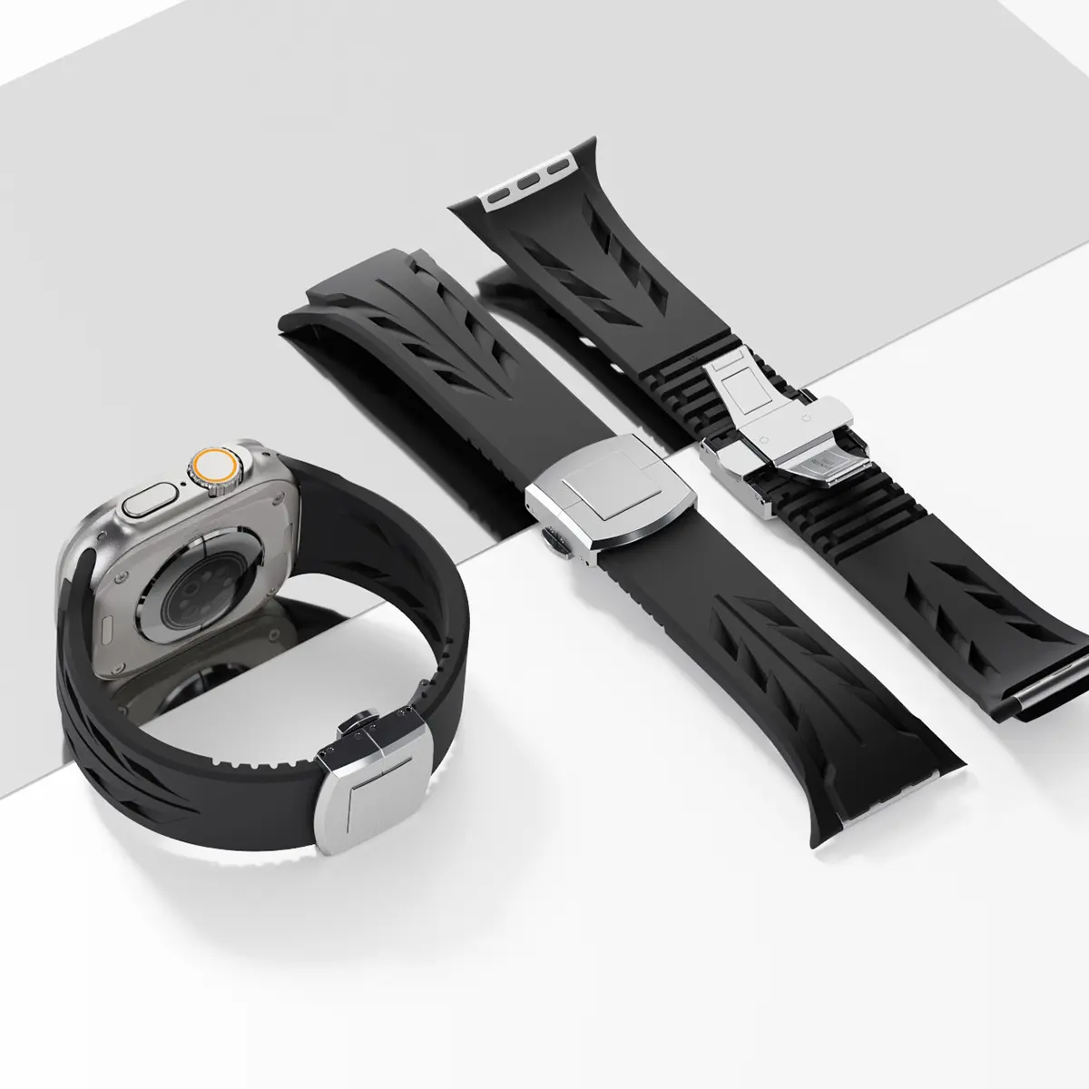 Silicone Sports Band for Apple Watch Ultra 2 49mm 9 8 7 46 45mm 44 42mm Premium Bracelet for Iwatch Series 6 5 4 3 Se Accessorie