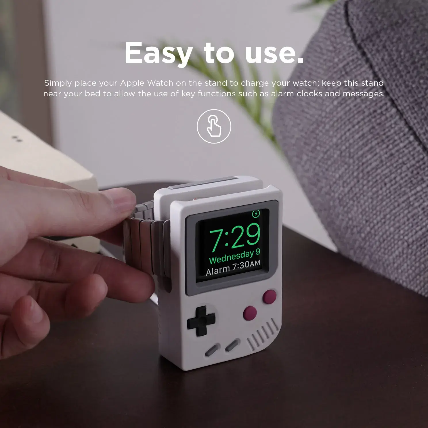 Desktop Holder For Apple Watch Charger Stand Retro Computer Pattern Charging Base for iWatch 8 7 6 5 4 3 2 SE Silicone Dock