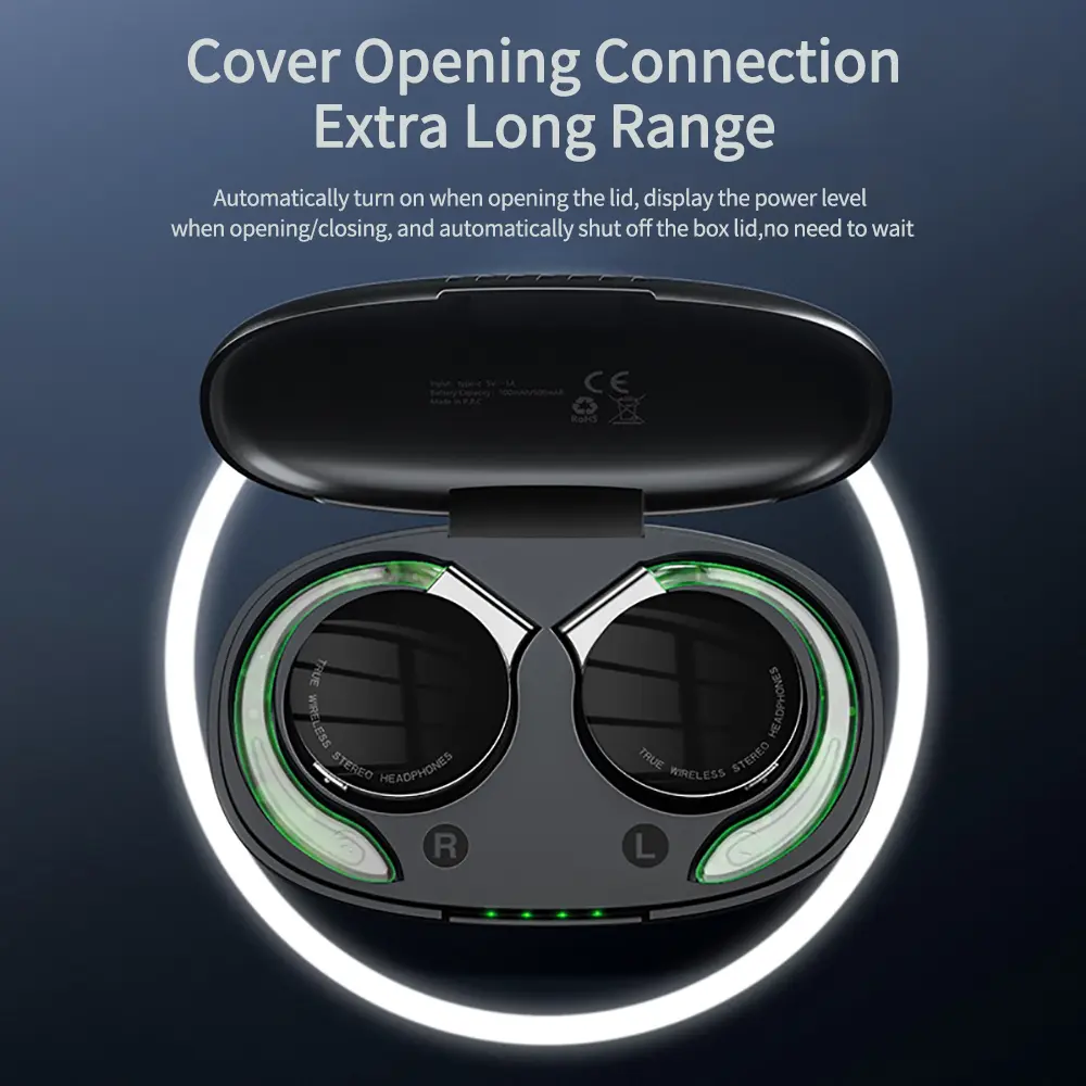 Bluetooth-compatible 5.2 Earphones True Wireless Headphones with Mic Button Control Noise Reduction Earhooks Waterproof Headset