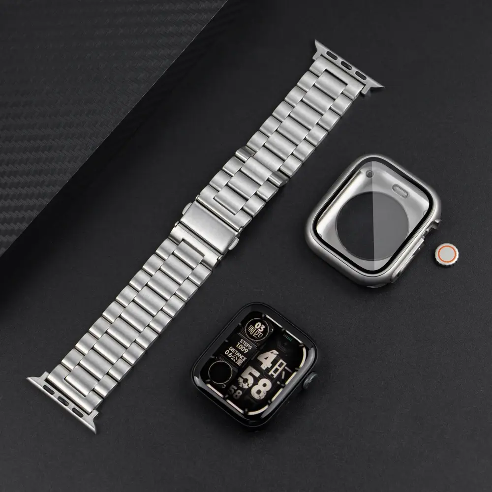 Change to Ultra Case+Band For Apple Watch 46mm 44mm 41 45mm Metal Stainless Steel strap for iWatch series Series 10 9 8 7 6 SE 5