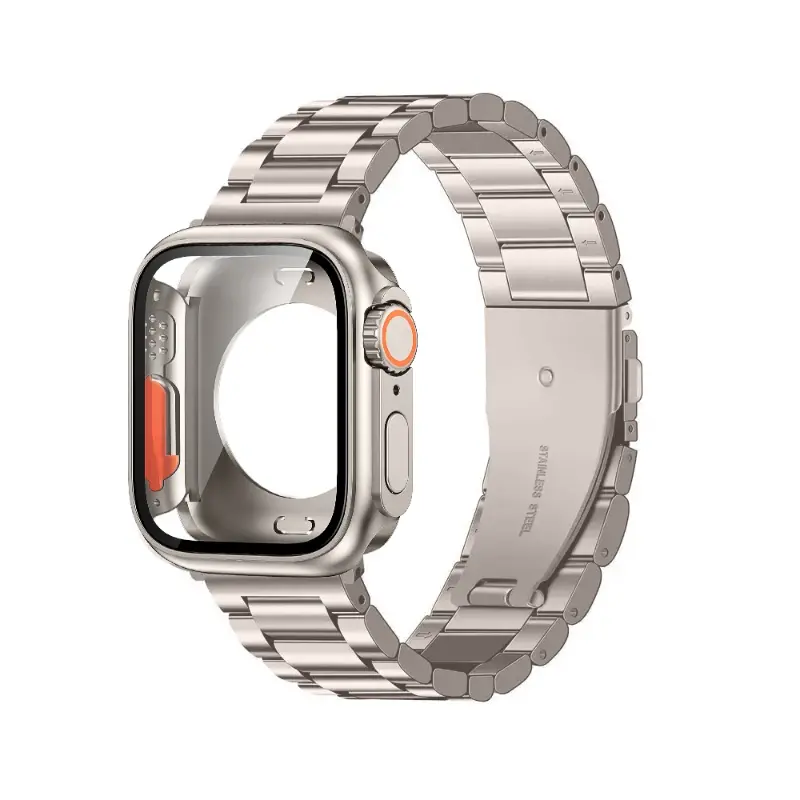 Change to Ultra Case+Band For Apple Watch 46mm 44mm 41 45mm Metal Stainless Steel strap for iWatch series Series 10 9 8 7 6 SE 5