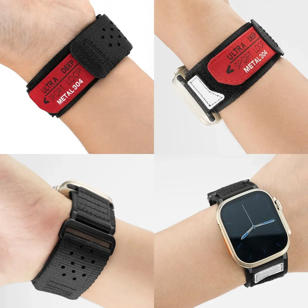Nylon Loop Strap For Apple Watch Ultra 2 49mm 45mm Band For iWatch 8 7 6 5 4 3 se 40mm 44mm 42mm 41mm Sport Wrist Band