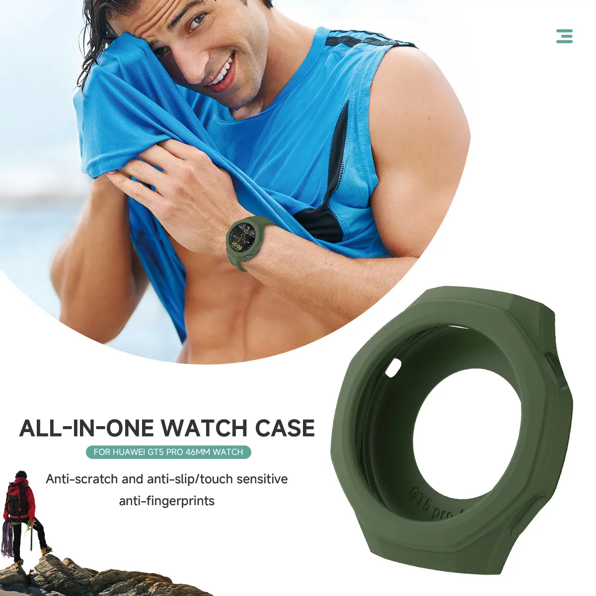 Silicone Case for Huawei Watch GT5 Pro 46MM Watchband Sport Bracelet Protective Cover for gt 5 Pro 46mm Watch Band Correa