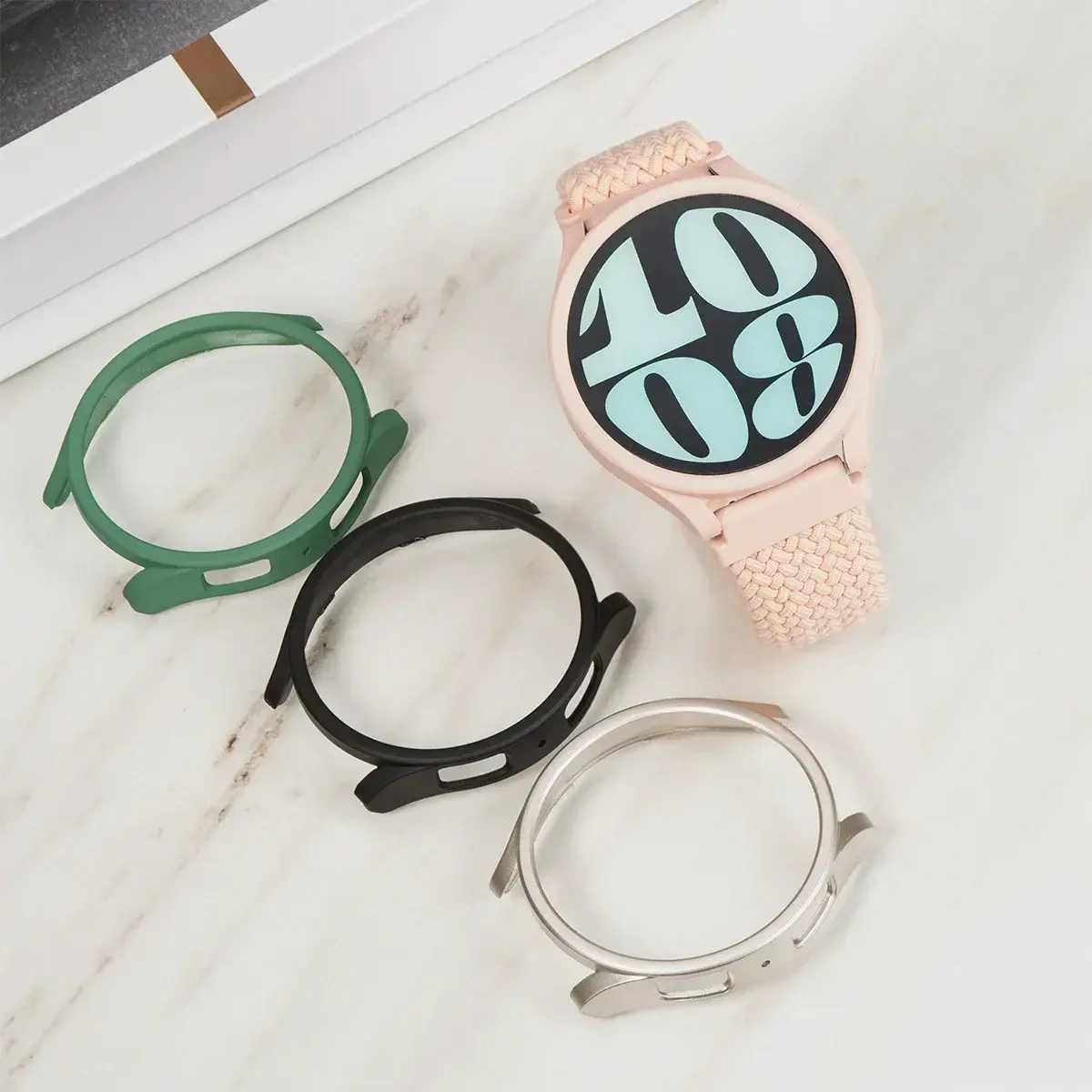 Nylon Band+Case for Samsung Galaxy Watch 7 6 5 4 40/44mm Strap Braided Bracelet PC Bumper Protector Cover SmartWatch Accessories