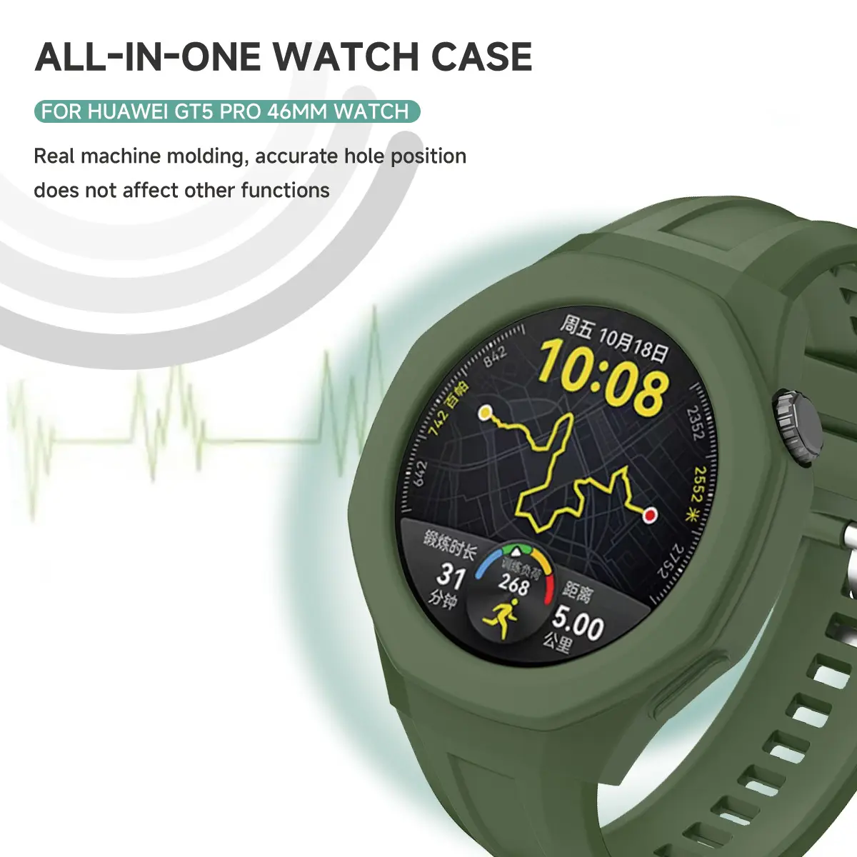 Silicone Case for Huawei Watch GT5 Pro 46MM Watchband Sport Bracelet Protective Cover for gt 5 Pro 46mm Watch Band Correa