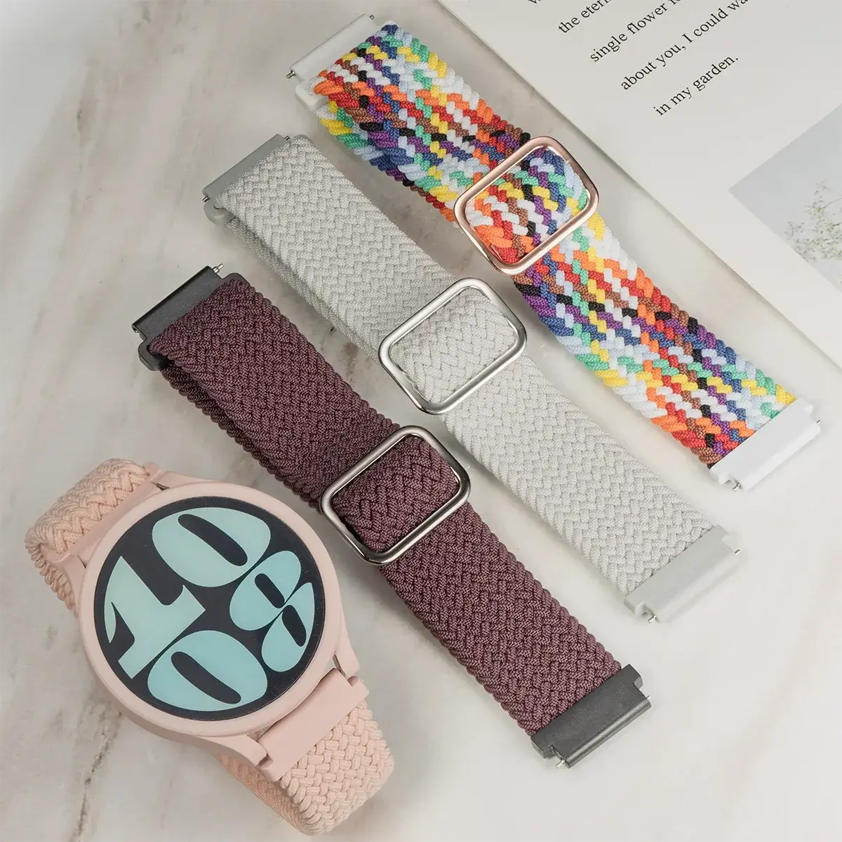 Nylon Band+Case for Samsung Galaxy Watch 7 6 5 4 40/44mm Strap Braided Bracelet PC Bumper Protector Cover SmartWatch Accessories
