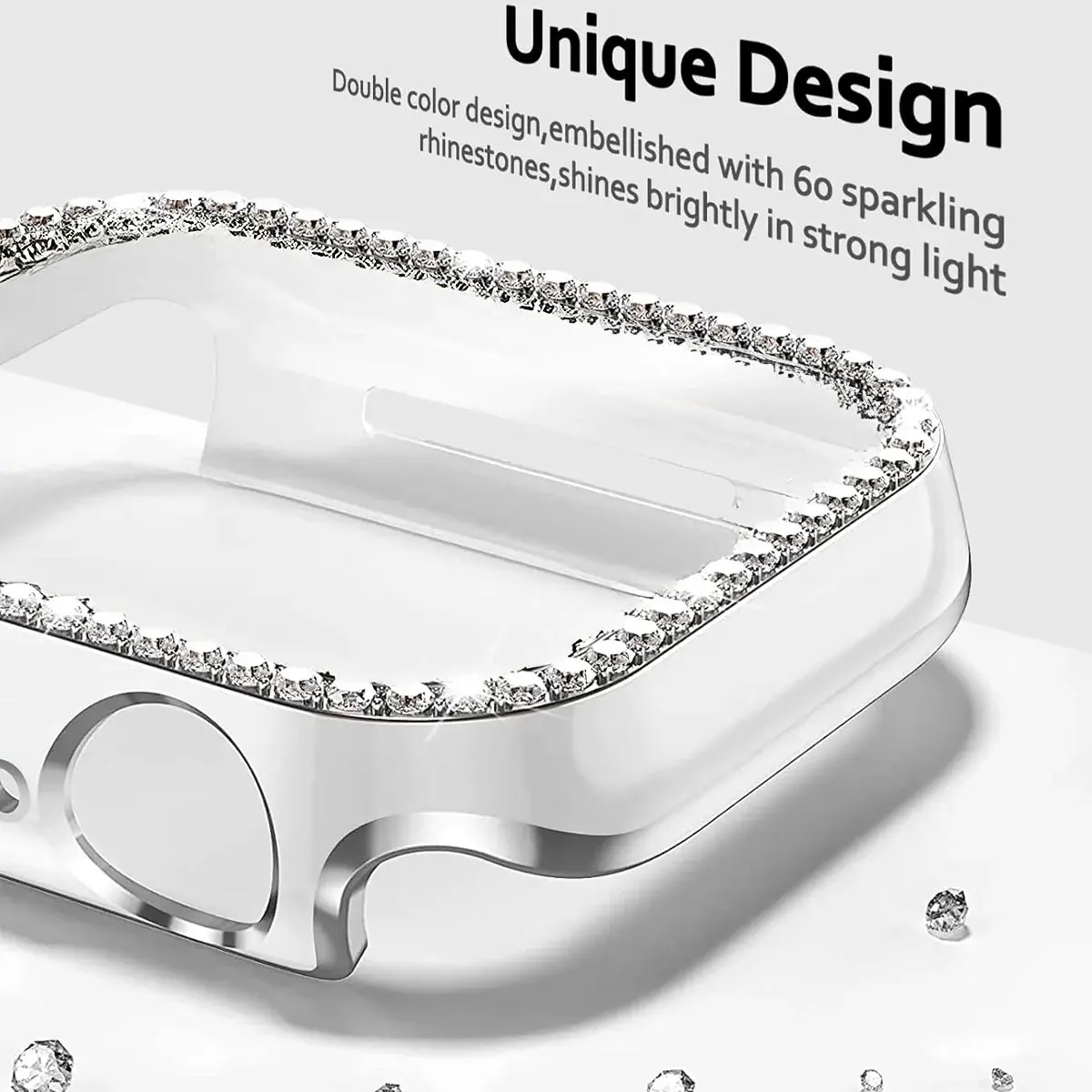 Bling PC Case For Huawei Watch Fit 3 Double Row Diamond Crystal PC Protective Cover Watch Strap Protector Band