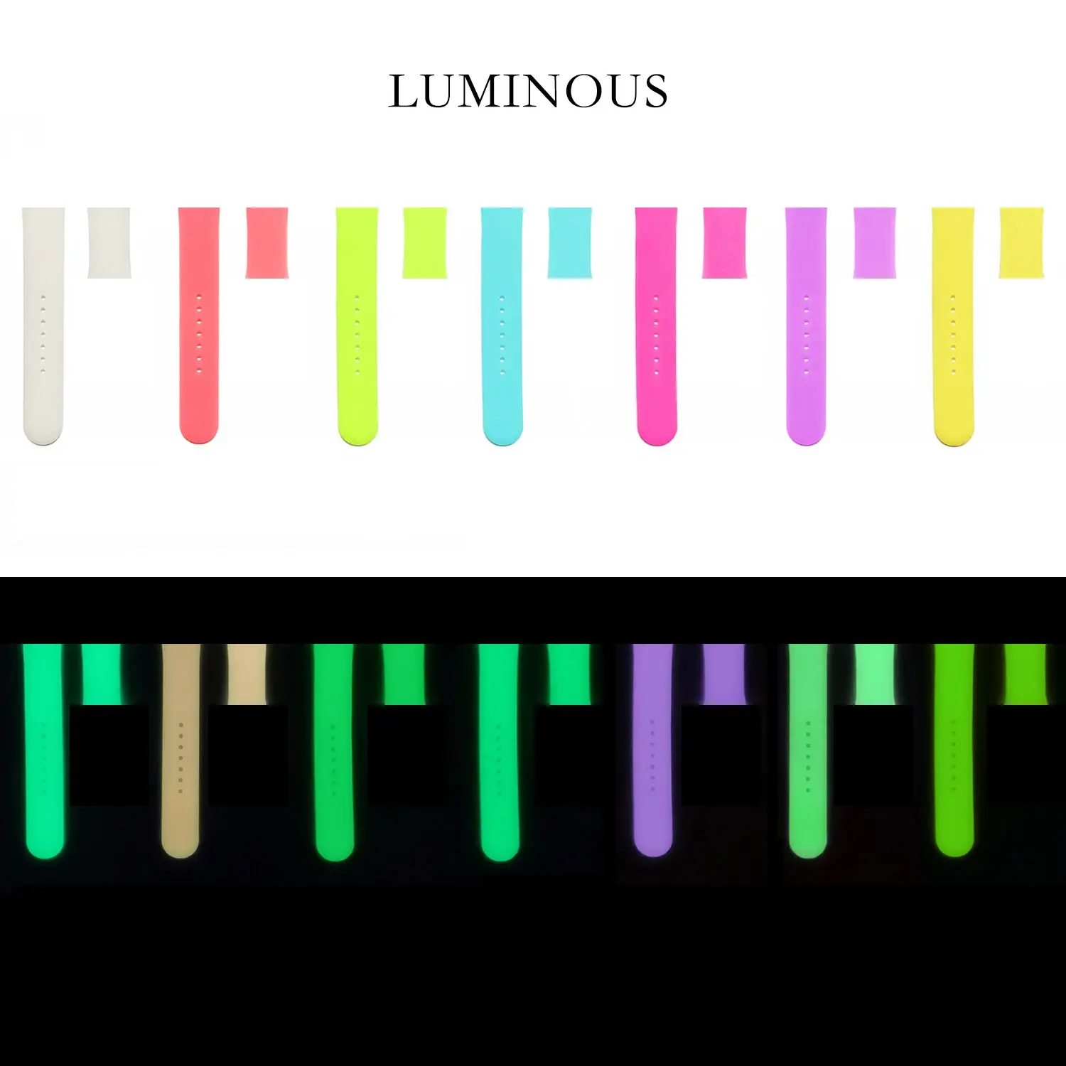 Luminous Silicone Strap for Apple Watch Band Ultra 49mm 44mm 45mm 40mm 41mm 42mm 38mm Sport Loop For Iwatch Series 8 76 se 5 4 3
