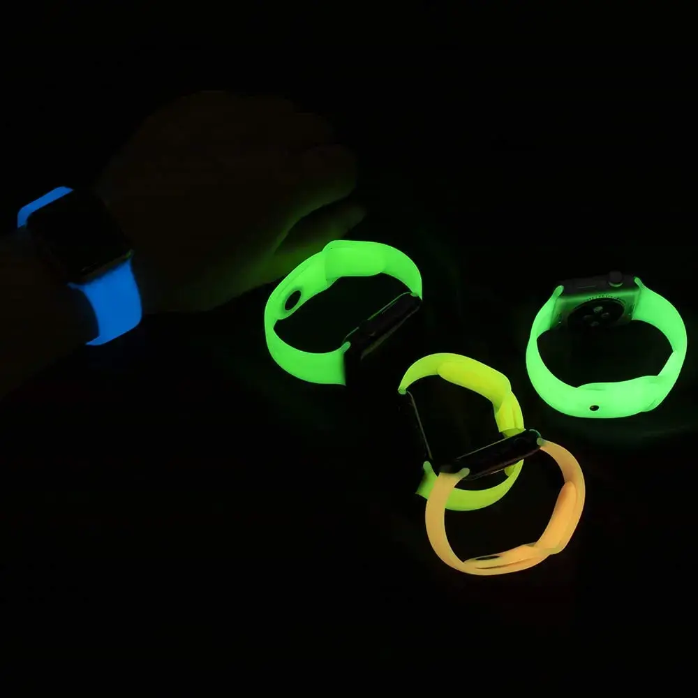 Luminous Silicone Strap for Apple Watch Band Ultra 49mm 44mm 45mm 40mm 41mm 42mm 38mm Sport Loop For Iwatch Series 8 76 se 5 4 3