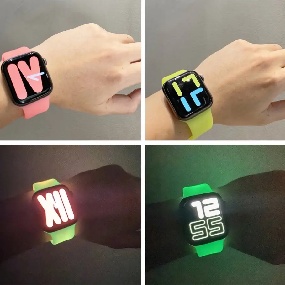 Luminous Silicone Strap for Apple Watch Band Ultra 49mm 44mm 45mm 40mm 41mm 42mm 38mm Sport Loop For Iwatch Series 8 76 se 5 4 3