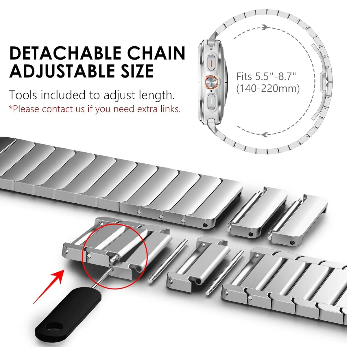 No Gaps Metal Bracelet for Samsung Galaxy Ultra Watch 47mm Luxury Stainless Steel Strap for Galaxy Ultra 47 Butterfly Clasp Band
