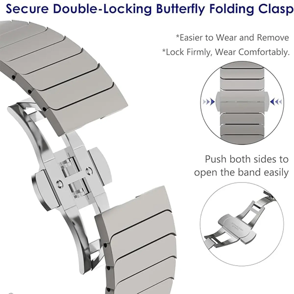No Gaps Metal Bracelet for Samsung Galaxy Ultra Watch 47mm Luxury Stainless Steel Strap for Galaxy Ultra 47 Butterfly Clasp Band