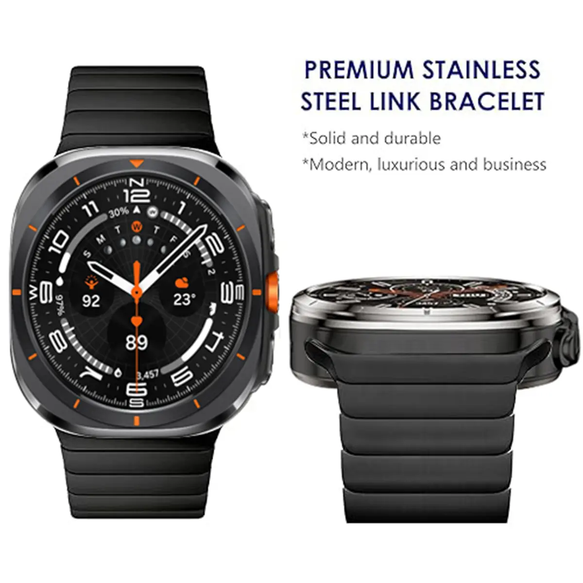 No Gaps Metal Bracelet for Samsung Galaxy Ultra Watch 47mm Luxury Stainless Steel Strap for Galaxy Ultra 47 Butterfly Clasp Band