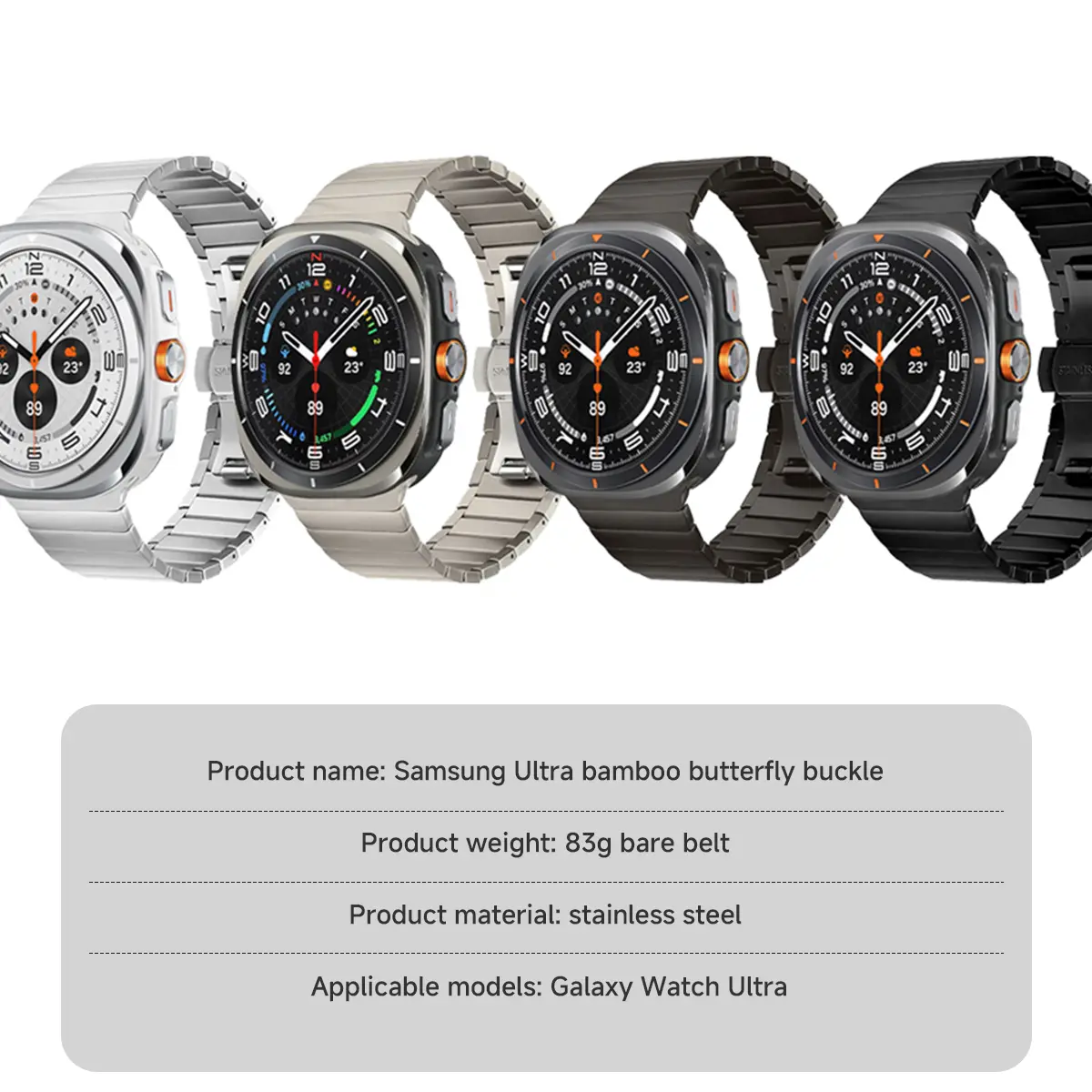 No Gaps Metal Bracelet for Samsung Galaxy Ultra Watch 47mm Luxury Stainless Steel Strap for Galaxy Ultra 47 Butterfly Clasp Band