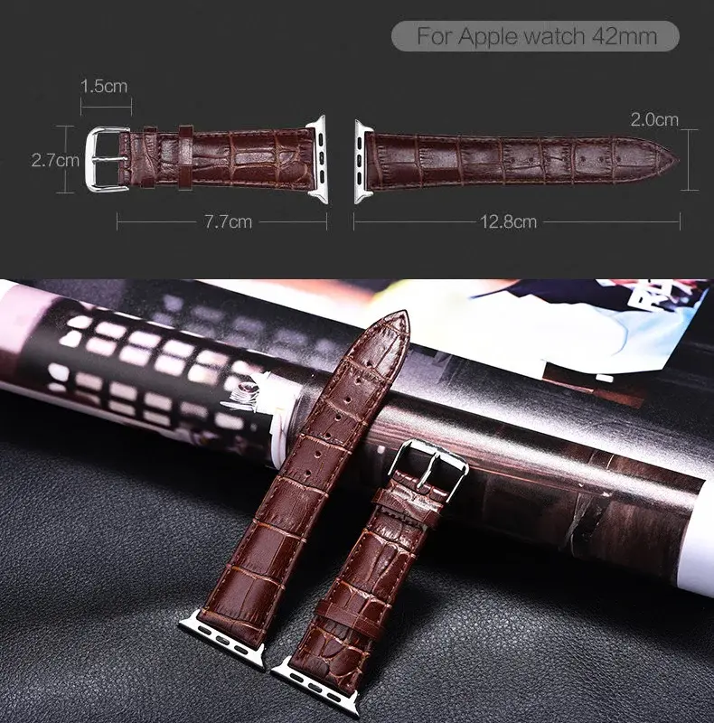 High Quality Leather Watchband For Apple Watches iWatch Series 10/8/7/SE/6/5/4/3/2 42mm 38 44 40mm Strap 45 46 41mm Brown/Black