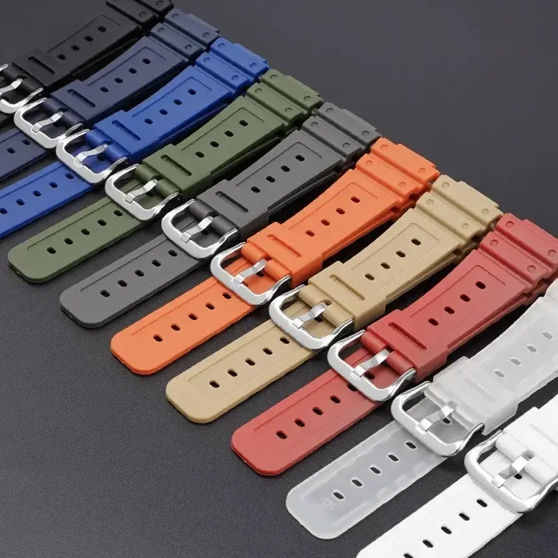 Rubber band for Casio G SHOCK GA 2100 DW-5600 Sport Bracelet Watch Band Stainless Steel Buckle TPU 16mm Replacement Wristband