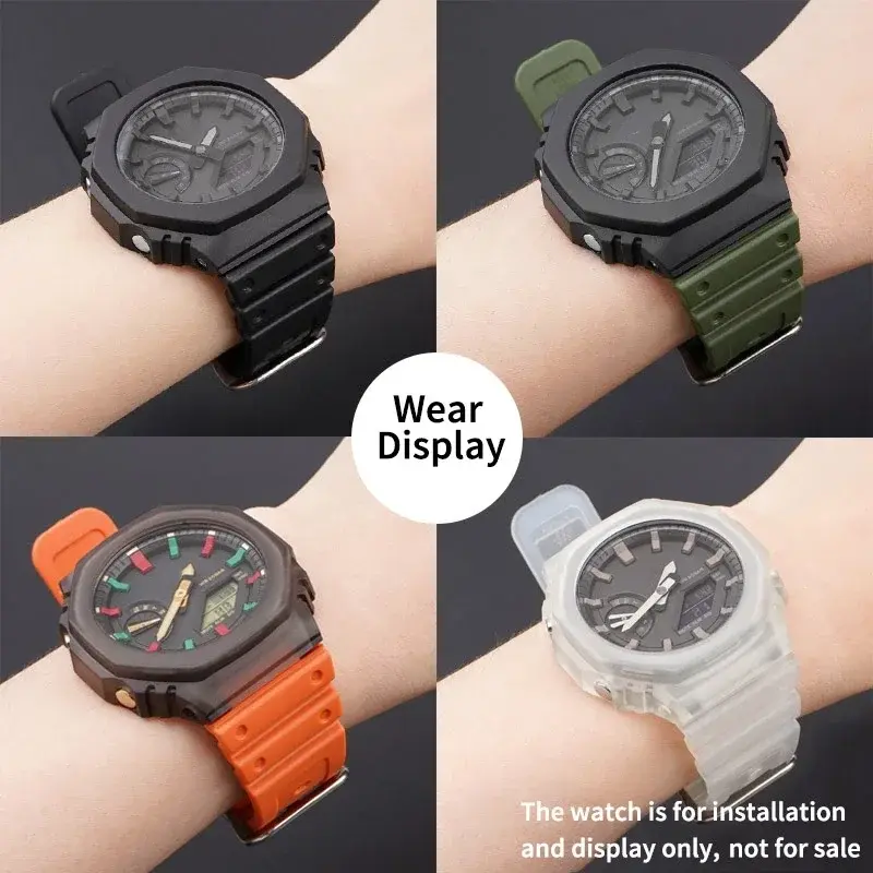 Rubber band for Casio G SHOCK GA 2100 DW-5600 Sport Bracelet Watch Band Stainless Steel Buckle TPU 16mm Replacement Wristband