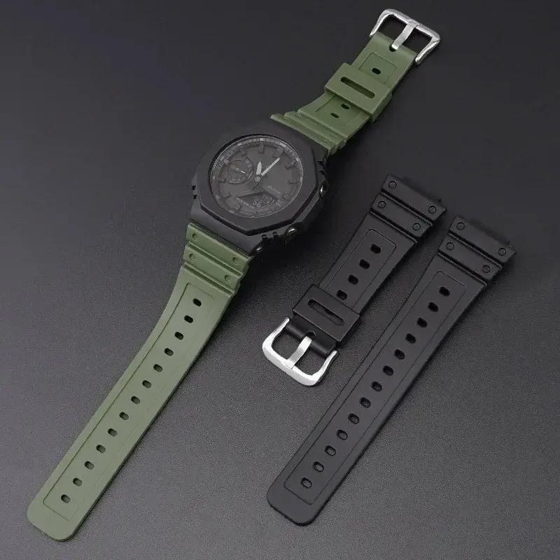 Rubber band for Casio G SHOCK GA 2100 DW-5600 Sport Bracelet Watch Band Stainless Steel Buckle TPU 16mm Replacement Wristband