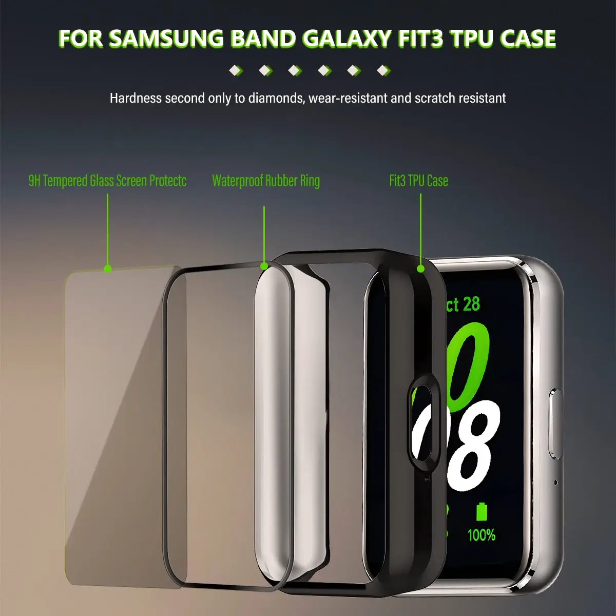 Case+Stainless Steel Strap For Samsung Galaxy Fit 3 Full Protective Screen Case For Samsung Galaxy Fit 3 Metal Band Accessories