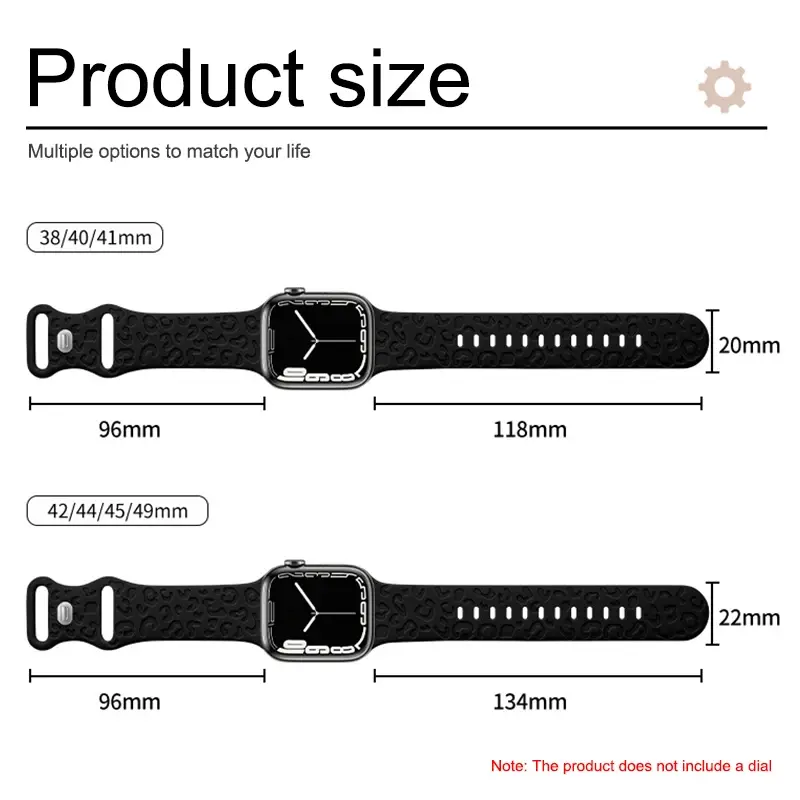Engraved Dog Paw silicone strap for iWatch Series 9 8 7 6 5 4 3 SE Leopard Band for Apple Watch Band 40 42 44 45 49mm bracelet
