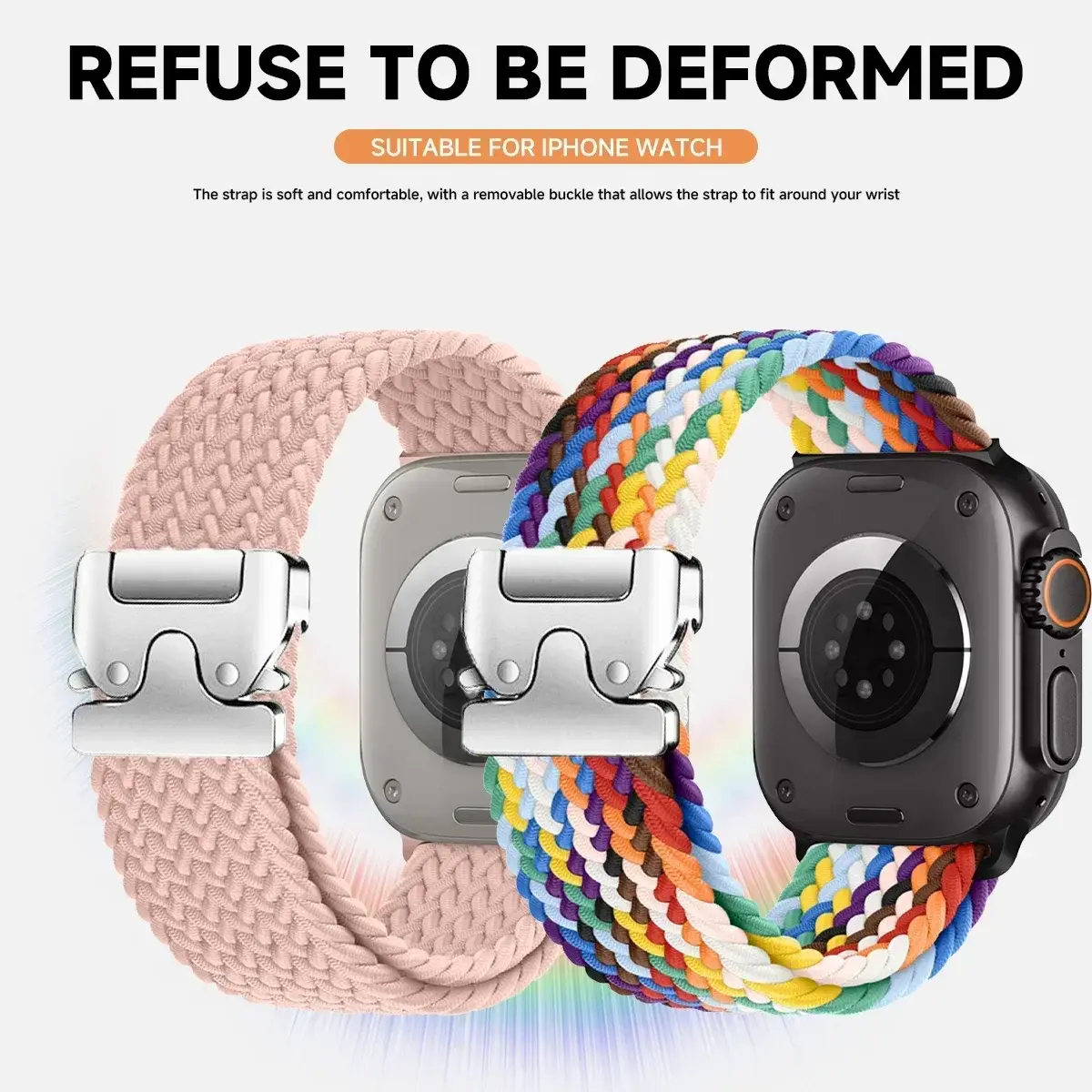 Braided Solo Loop Strap For Apple Watch band 44mm 45mm 46mm 40mm 41mm 42mm 49mm Bracelet iWatch Series Ultra 2 10 9 SE 8 7 6 5 4