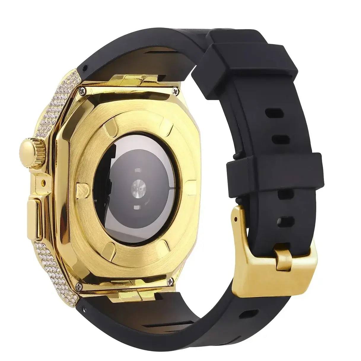 Diamond Case for Apple Watch Band 10 9 8 7 65 46mm SE 44 Stainless Steel Case Modification Kit Rubber Strap for IWatch 45mm 44mm
