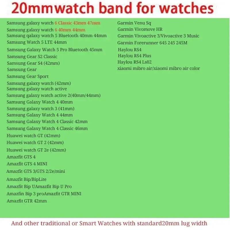 Two-tone Silicone Band Engraved Strap for Samsung Galaxy Watch 6/5/4/Active 2 40mm Women 20mm Sport Wrist bracelet