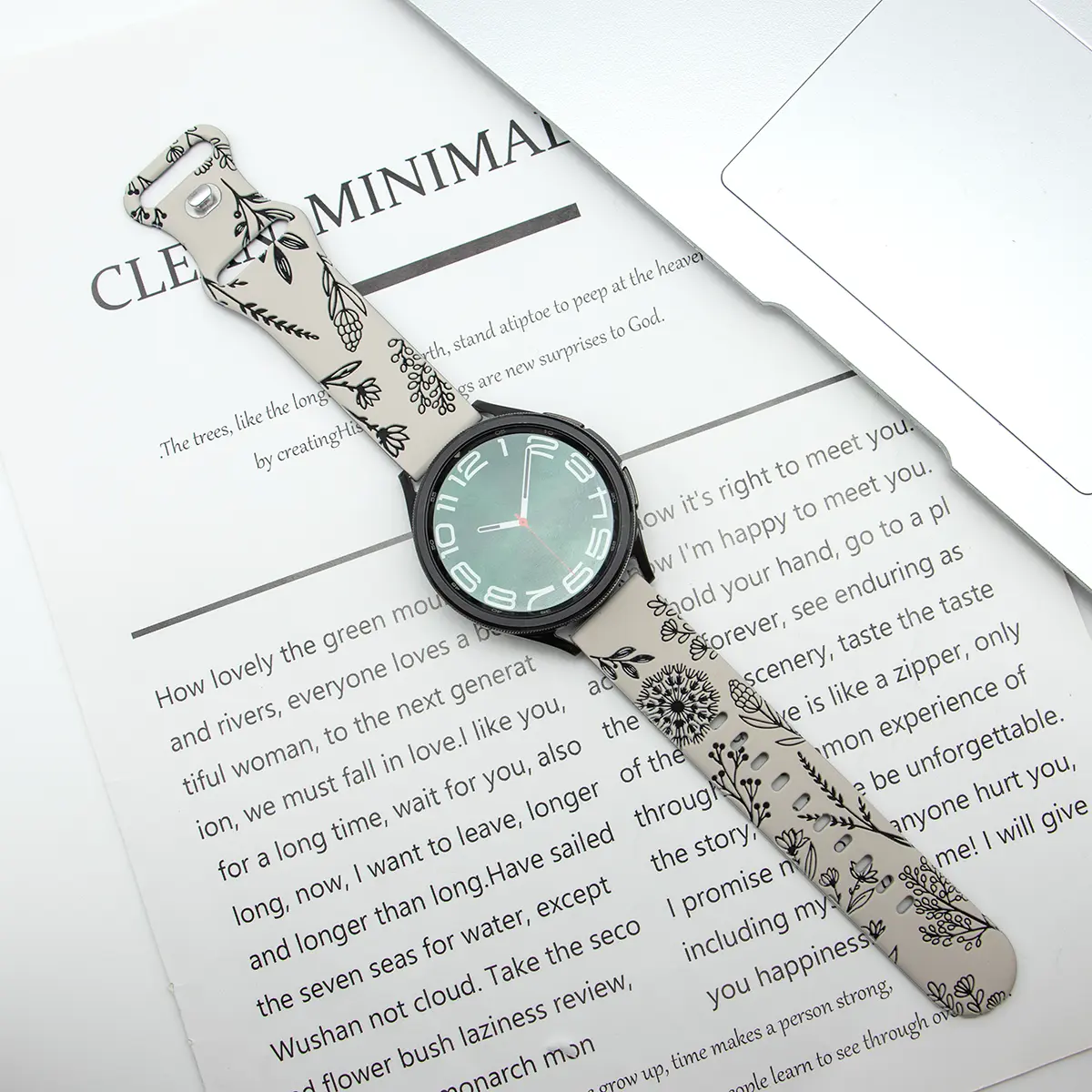Two-tone Silicone Band Engraved Strap for Samsung Galaxy Watch 6/5/4/Active 2 40mm Women 20mm Sport Wrist bracelet
