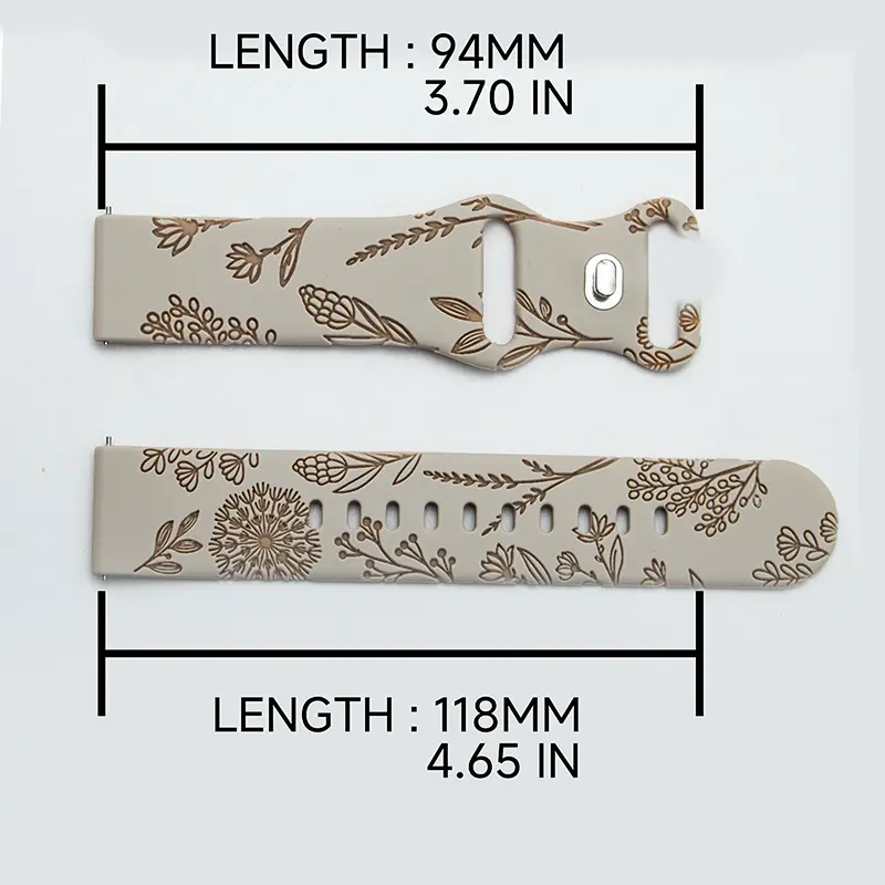 Two-tone Silicone Band Engraved Strap for Samsung Galaxy Watch 6/5/4/Active 2 40mm Women 20mm Sport Wrist bracelet