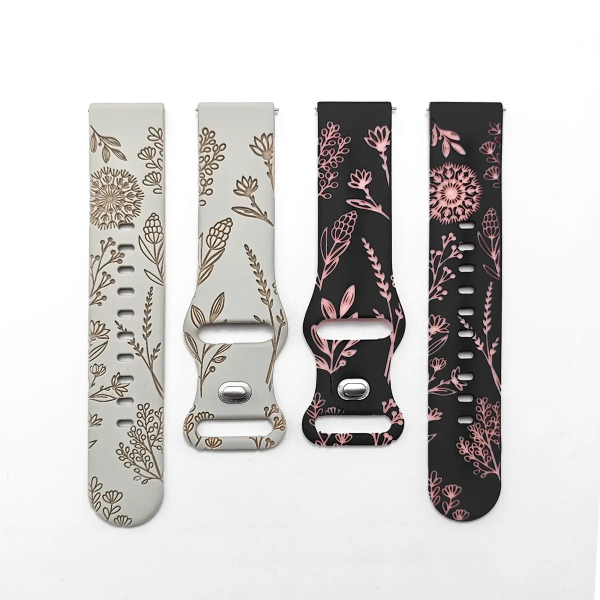 Two-tone Silicone Band Engraved Strap for Samsung Galaxy Watch 6/5/4/Active 2 40mm Women 20mm Sport Wrist bracelet