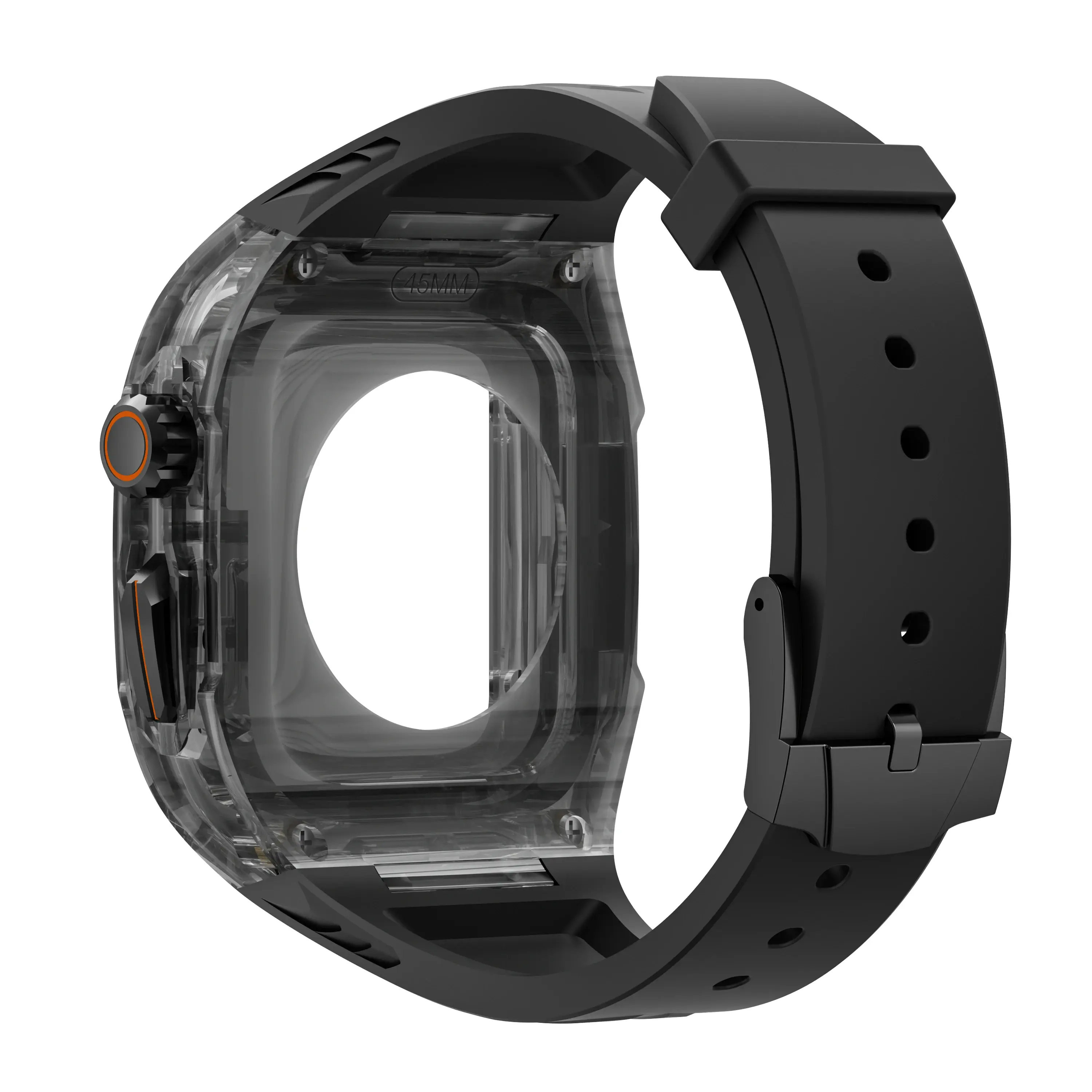 Suitable for Apple Watch series 9 8 7 6 5 4 40mmor41mm 44or45mm 49mm luxury modified strap transparent case+integrated TPU strap