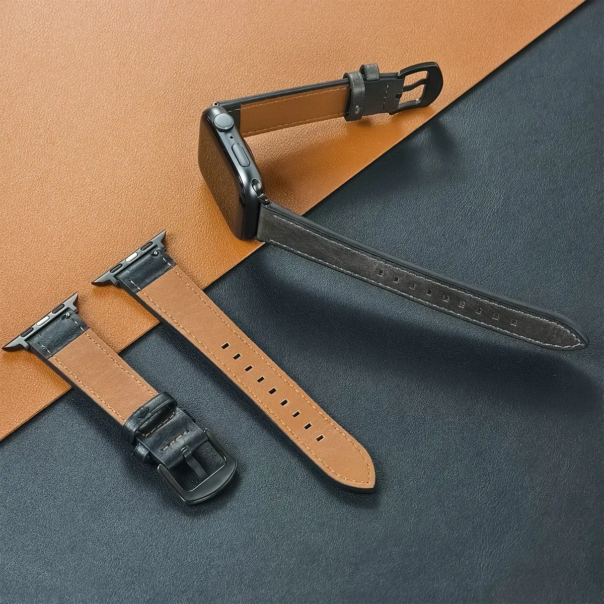 Suitable for Apple strap 10 9 7 8 3456 SE Ultra 2 49mm 44mm 40mm strap 45mm 41mm 38 42mm series men's high-quality leather strap