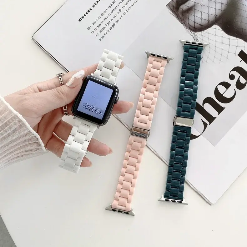 Spring Rainbow Candy Resin Band for Apple Watch Ultra 2 49mm 7 8 9 41 45 40mm 42 44mm Strap Women Bracelet for IWatch 6 SE
