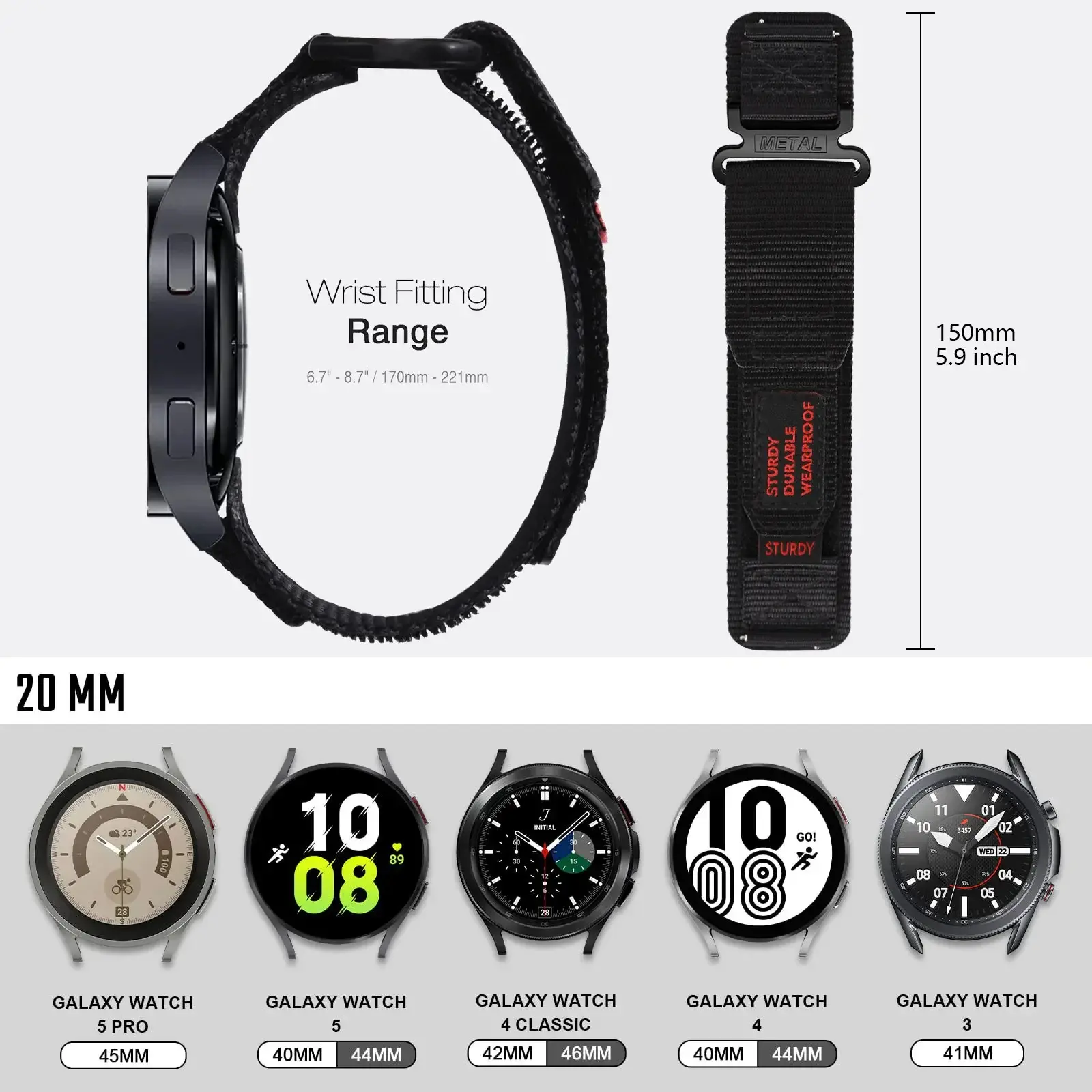20mm 22mm Nylon Strap Sport Watchband Thick Wristband Colorful Band Replacement Bracelet for Man Woman Watches Accessories