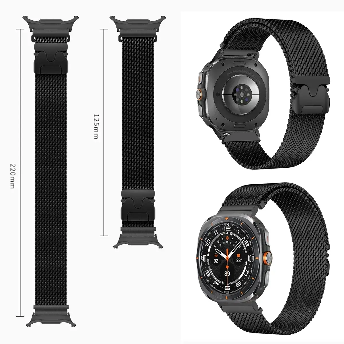 No Gaps Magnetic Milanese Strap for Samsung Galaxy Watch 7 Ultra 47mm Stainless Steel Bracelet for Galaxy Watch Ultra 47mm Band