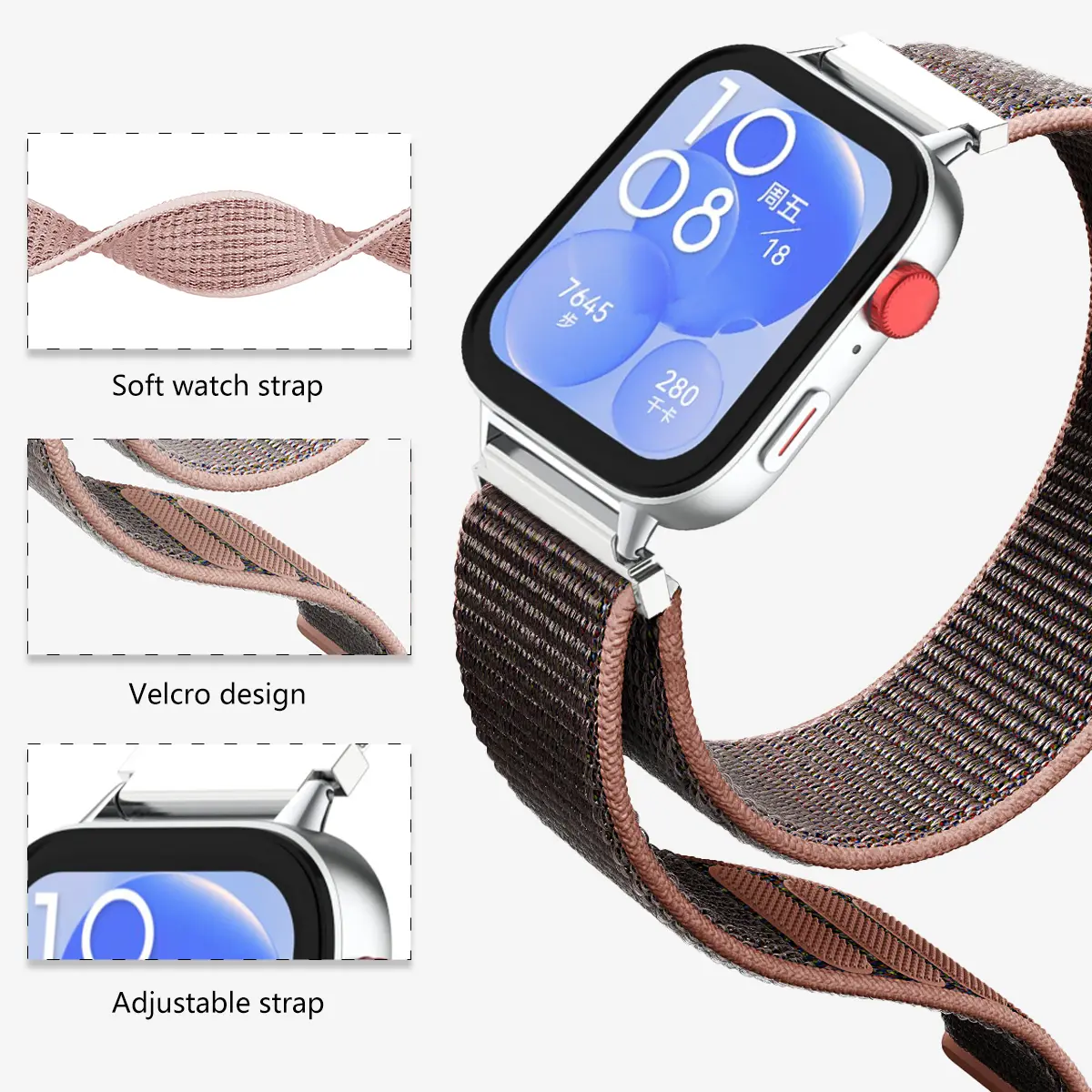 Velcro Nylon Woven Loop Strap for Huawei Watch Band Fit 3 Bracelet for Huawei Watch Fit3 Smart Watch for Huawei Fit Strap