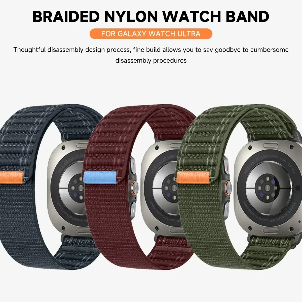 Nylon Sports Strap for Samsung Galaxy Watch Ultra 47mm Loop Adjustable Bracelet Wristband for Galaxy Watch 7 Ultra Band Correa