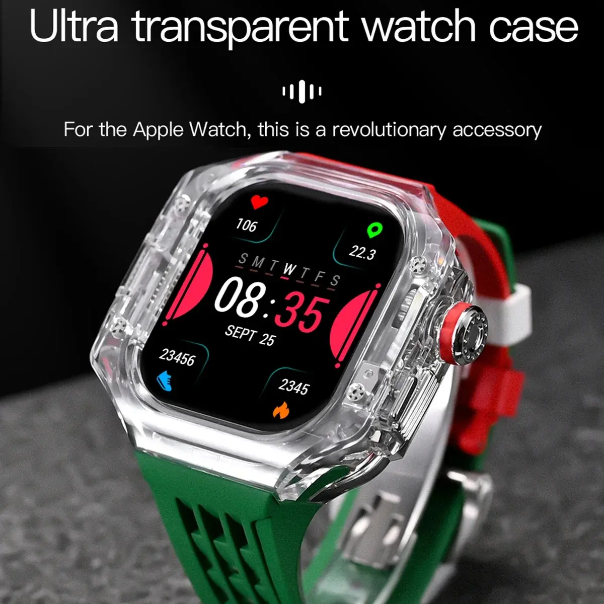 Luxury Modification Kit for Apple Watch Ultra 2 49mm Transparent Case Rubber Strap for IWatch Series Ultra Men Watch Accessories