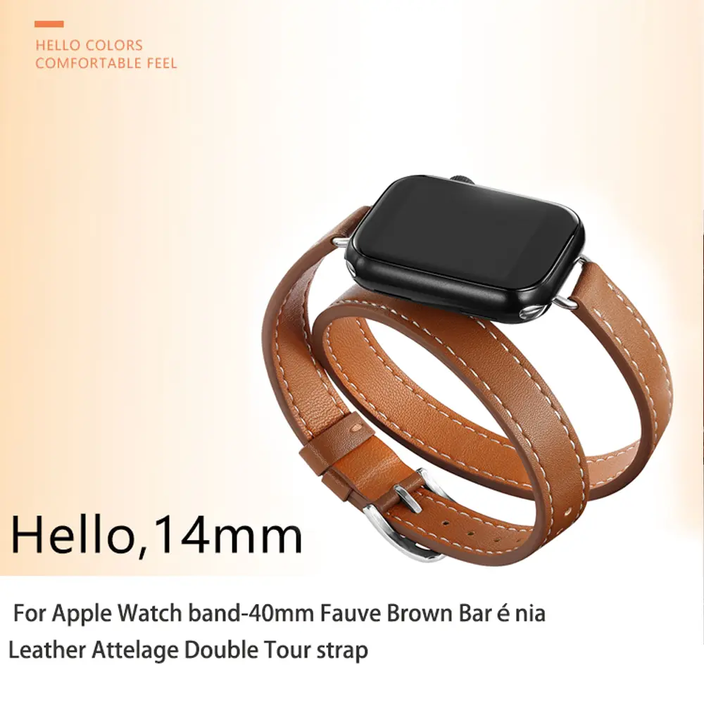 Double Tour Leather Strap for Apple Watch Band Ultra 2 49mm 41mm 45mm 42mm 44mm Bracelet Correa for Iwatch Series 9 8 7 6 SE 5 4