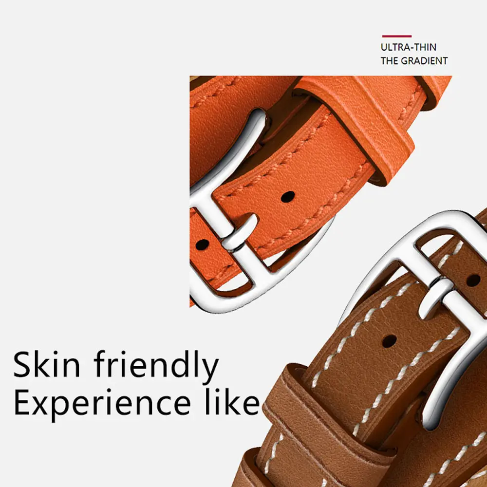 Double Tour Leather Strap for Apple Watch Band Ultra 2 49mm 41mm 45mm 42mm 44mm Bracelet Correa for Iwatch Series 9 8 7 6 SE 5 4