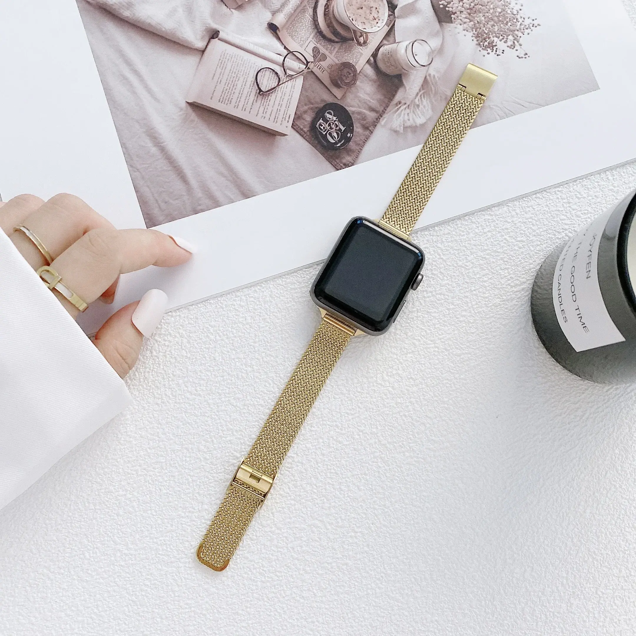 Milanese Strap For Apple Watch Band 49mm 46mm 45 44 42 41mm Stainless Steel Metal Bracelet for iWatch 10 9 8 7 6 5 4 3 Ultra 2