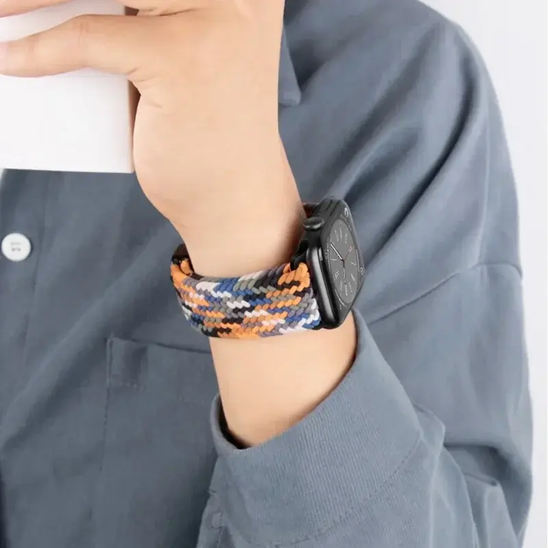 Nylon Strap For Apple Watch Band 44mm 40mm 45mm 49mm 41mm 38 magnetic buckle Braided Bracelet iWatch series se 7 5 6 8 9 Ultra 2