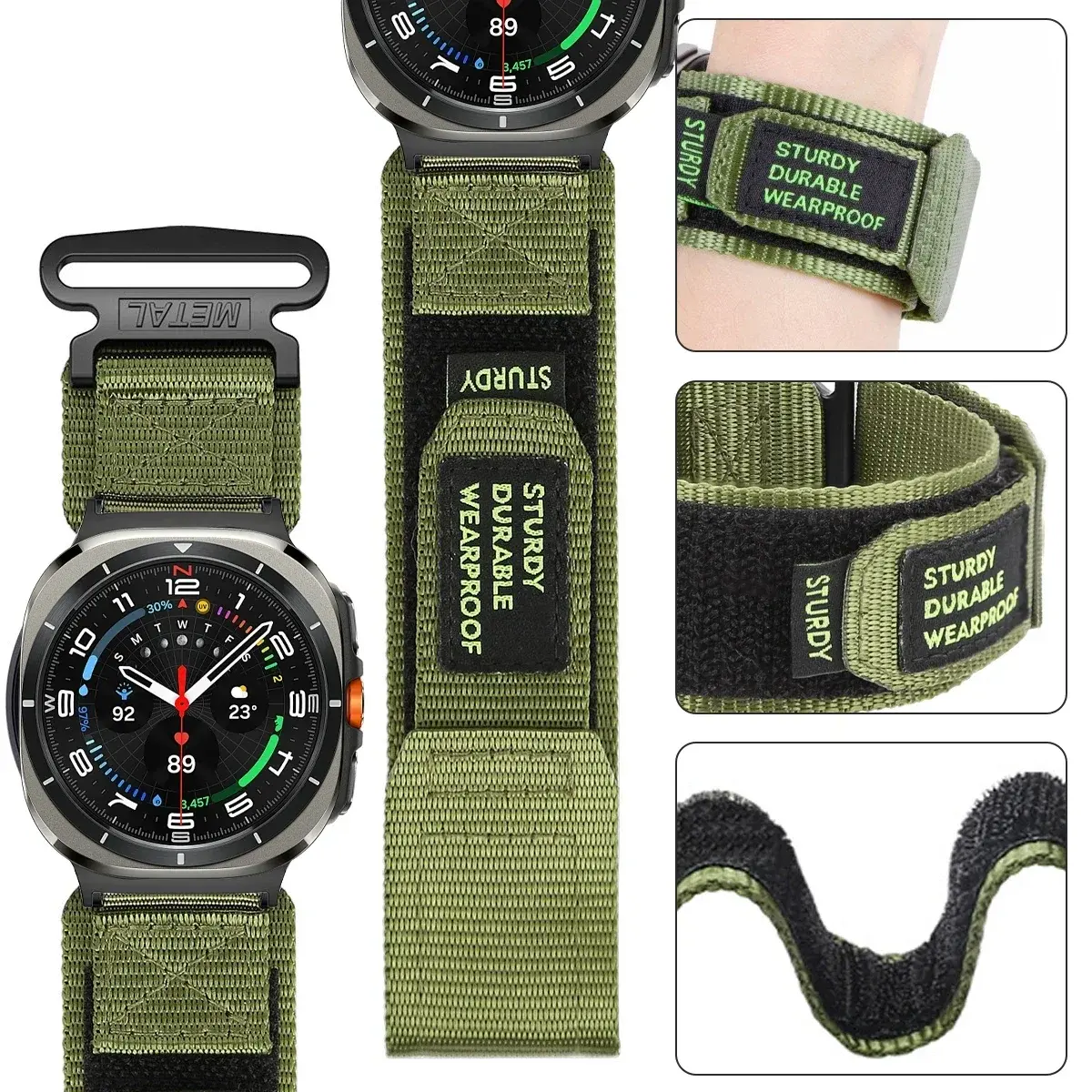 Nylon Camouflage Strap for Samsung Galaxy Watch 7 Ultra 47mm Men Sport Band for Galaxy 7 47mm ultra NO Gaps Curved End Bracelet