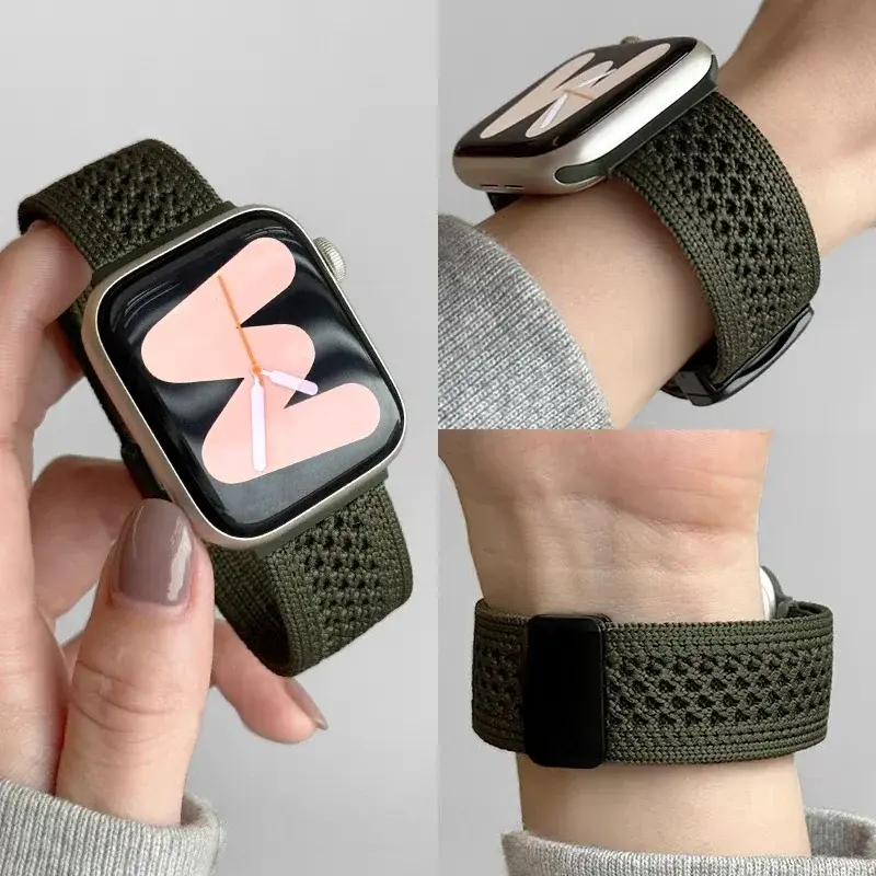 Cartoon Braid Nylon Magnetic Buckle Strap For Apple Watch Series 10 42mm 46 41mm 40 Lovely Girl Band For iwatch 10 9 8 SE 6 5 4