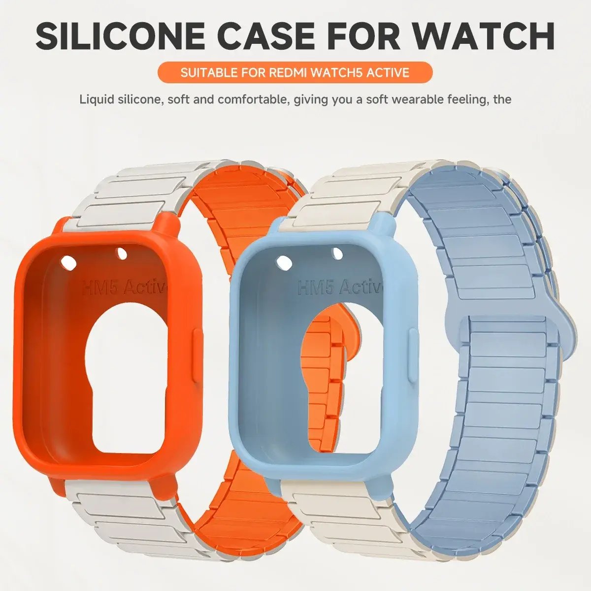Protector Case+Silicone Strap For Xiaomi Redmi Watch 5 active/5 Lite Full Cover Screen TPU Soft Shell and Magnetic Sport Band